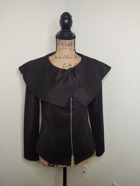 SCAPA Black Asymmetric Zip Peplum Jacket